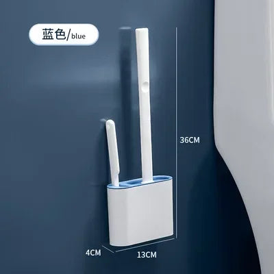 ensemble brosse de toilette silicone avec support mural pour salle de bain