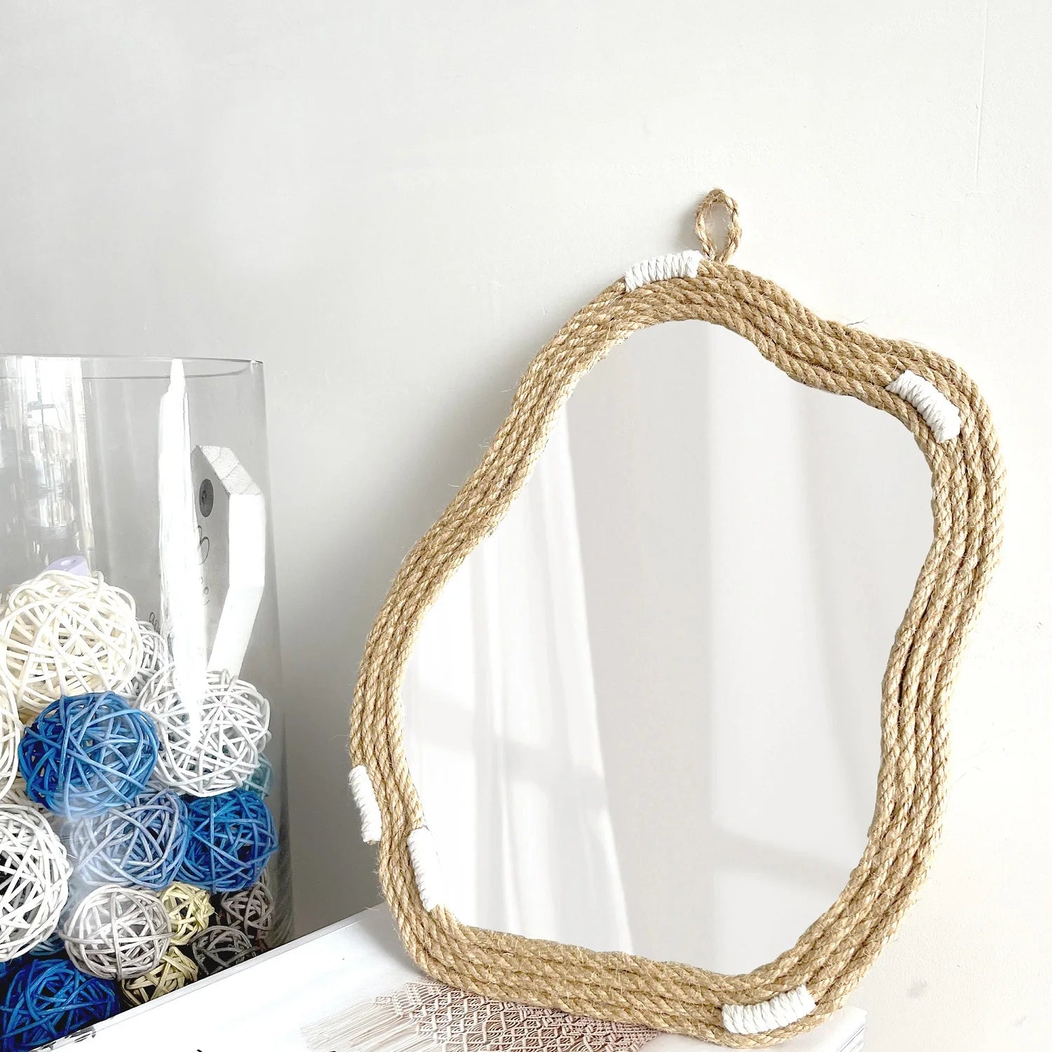 miroir décoratif nordique tissé à la main mural créatif et original - vue 7 sur 7