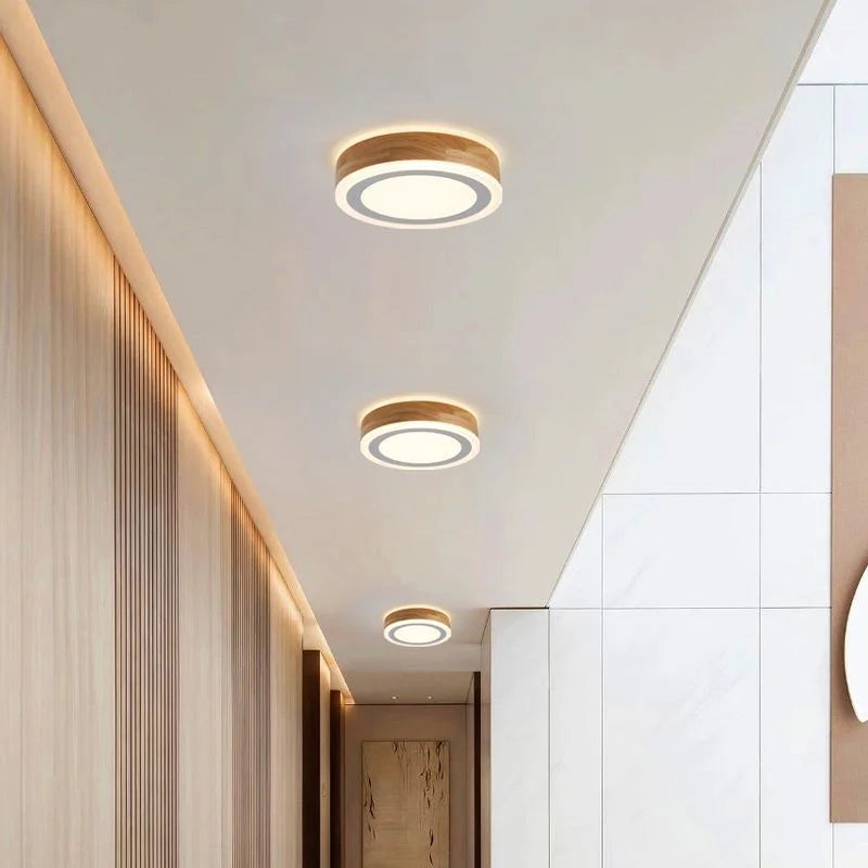 plafonnier led en bois moderne pour intérieur minimaliste - vue 4 sur 8