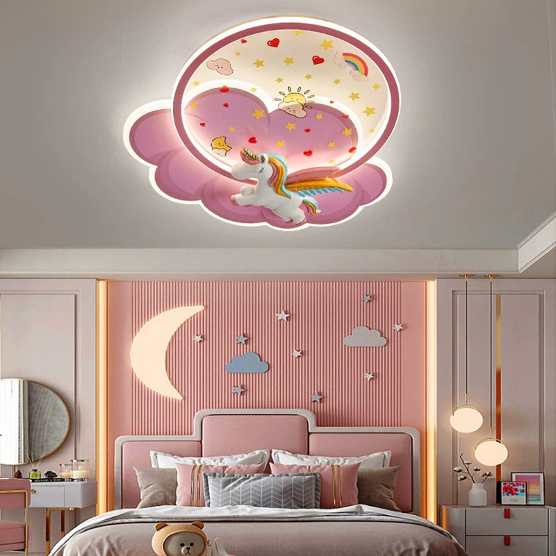plafonnier licorne led pour fille avec télécommande optionnelle - vue 3 sur 8