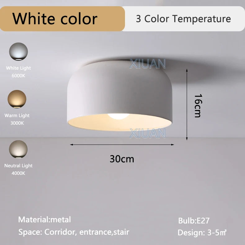 Lampes de plafond noires blanches modernes LED E27 plafonnier d'entrée pour balcon allée hôtel couloir éclairage lampes en fer en métal 220 V - vue 8 sur 8