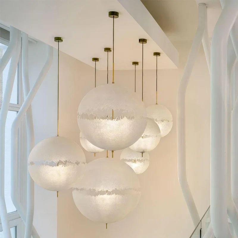 Suspension Italien Postkrisi Designer Lune LED pour Escalier Salon Chevet Bar En Fiber De Verre Décor À La Maison Éclairage