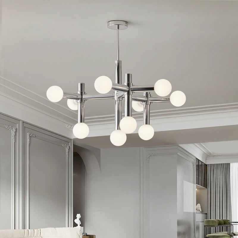 lustre moderne design nordique en verre et métal - vue 4 sur 7