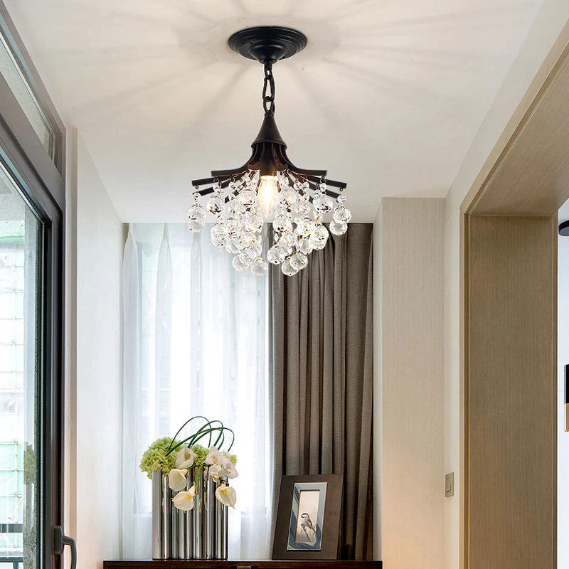 2024 Modern Crystal Chandelier Creative Design Black/Gold Corridor Ceiling Lamp Applicable To Porch Restaurant Lamps - vue 4 sur 15