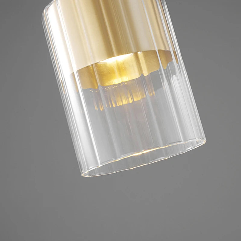 suspension nordique en verre transparent et laiton fil réglable - vue 6 sur 8