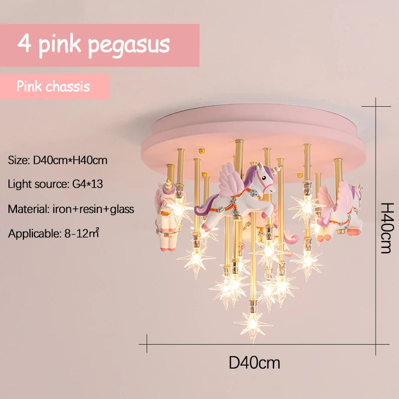 plafonnier moderne licorne étoiles décoration pour enfants intérieur - vue 6 sur 10