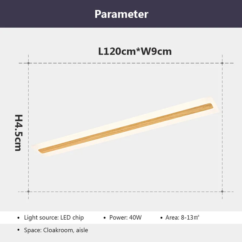 Plafonnier lumière led bois minimaliste déco entrée couloir vestiaire - vue 6 sur 16