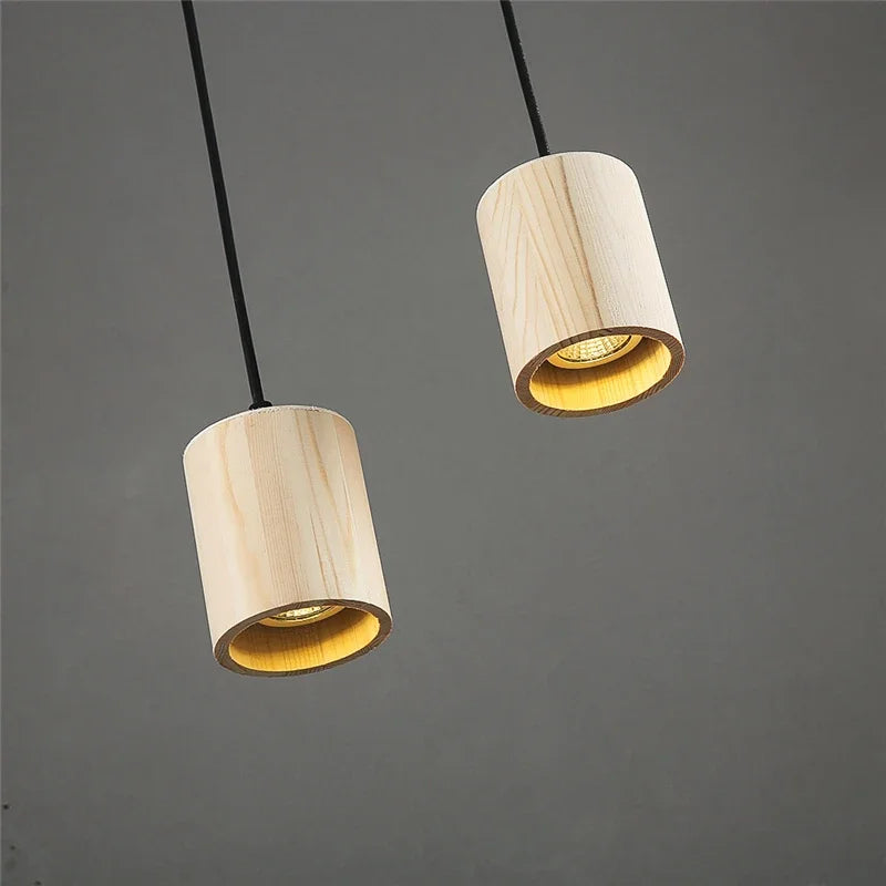 suspension modernes en bois massif style nordique créatives - vue 5 sur 7