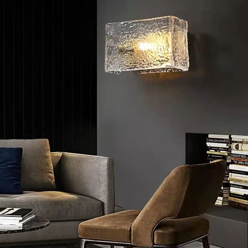 applique murale carrée en verre à motif d'eau pour éclairage intérieur moderne - vue 4 sur 7