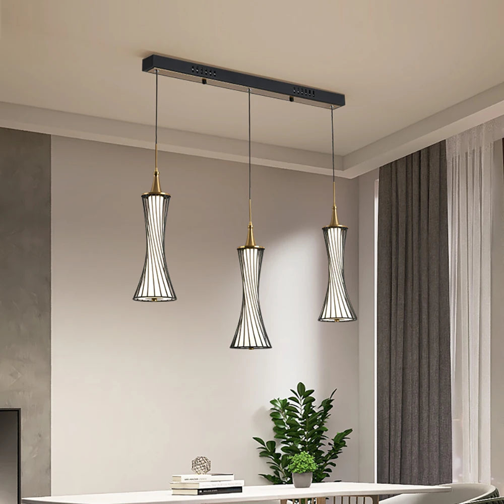 Lustre LED intérieur escalier fer acrylique - vue 5 sur 11