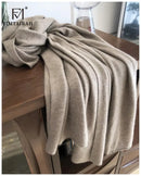 Echarpe cachemire tricotee elegante hiver avec franges