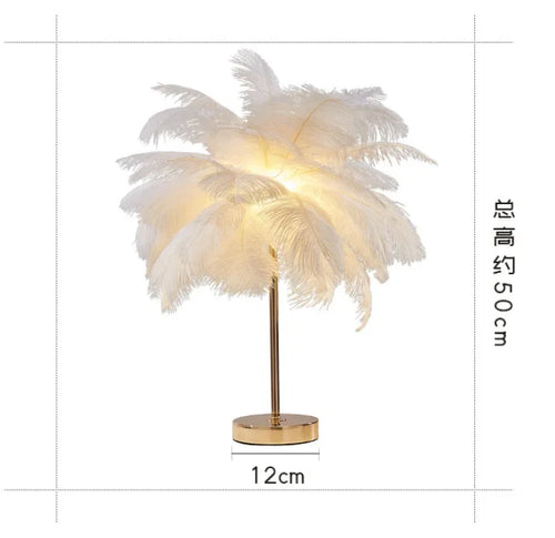 lampadaire décoratif en plumes d'autruche avec luminaire led - vue 15 sur 18