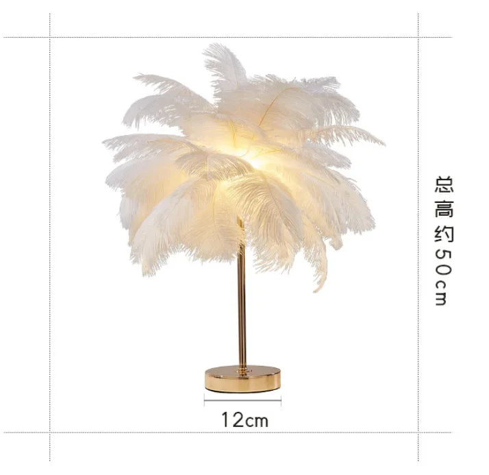 lampadaire décoratif en plumes d'autruche avec luminaire led - vue 15 sur 18