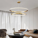 lustre à anneaux en cuivre réglable pour