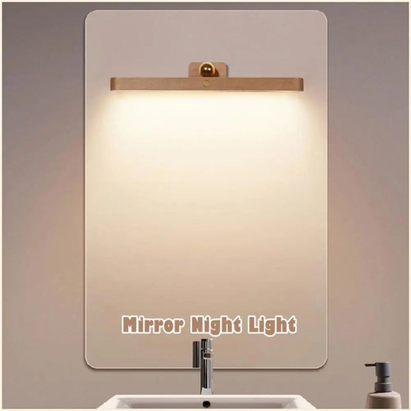 LED en bois veilleuse miroir avant lumière de remplissage Portable Rechargeable magnétique applique murale chambre lampe de chevet