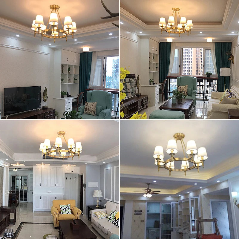 lustre américain rétro maison intérieur salon salle à manger décor plafond tissu abat-jour Lampara techo