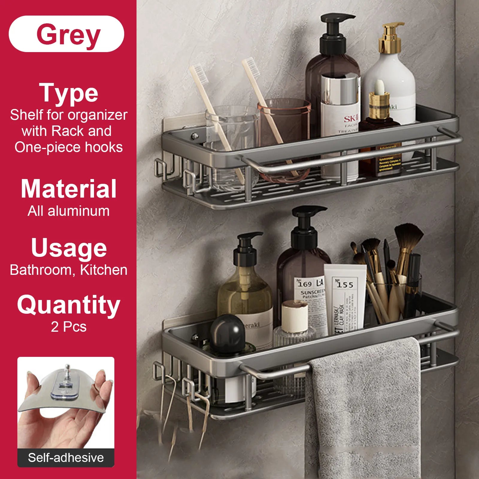 etagère murale sans perçage pour rangement de salle de bain et cuisine - vue 23 sur 30