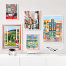 aquarelle art mural ville côtière saloon décor moderne