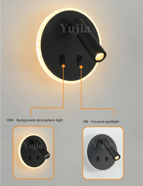 applique murale moderne avec ports usb et lampes de lecture réglables - vue 4 sur 16