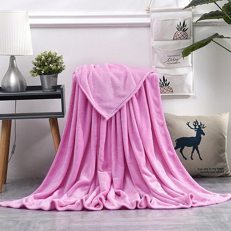 Plaid flanelle polaire corail doux chaud canapé lit - vue 12 sur 14