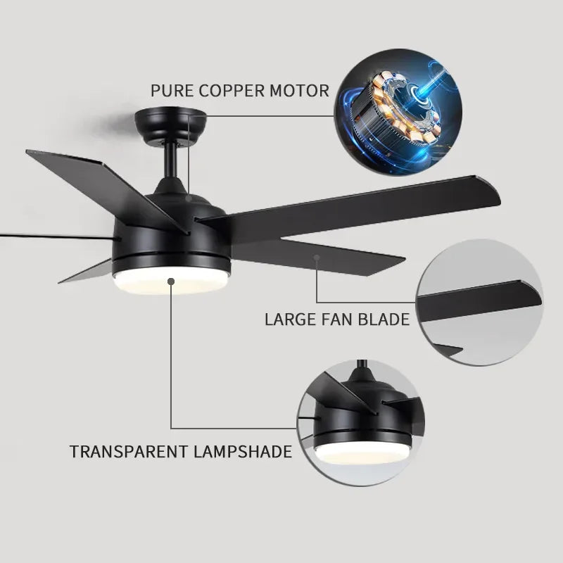 3 Blade Silent Motor 52 Inch High Wind Ceiling Light With Suitable For LED Ceiling Fan Remote Control In Living Room And Dining - vue 5 sur 6