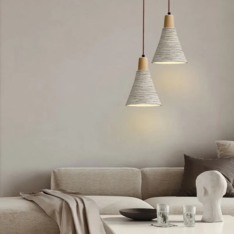 Suspension minimaliste nordique créatif ciment bois massif chambre salon Restaurant étude lumière hôtel café