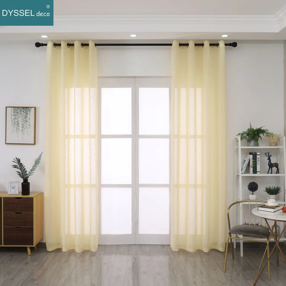 Voilage léger effet lin rayé pour salon chambre - vue 4 sur 6