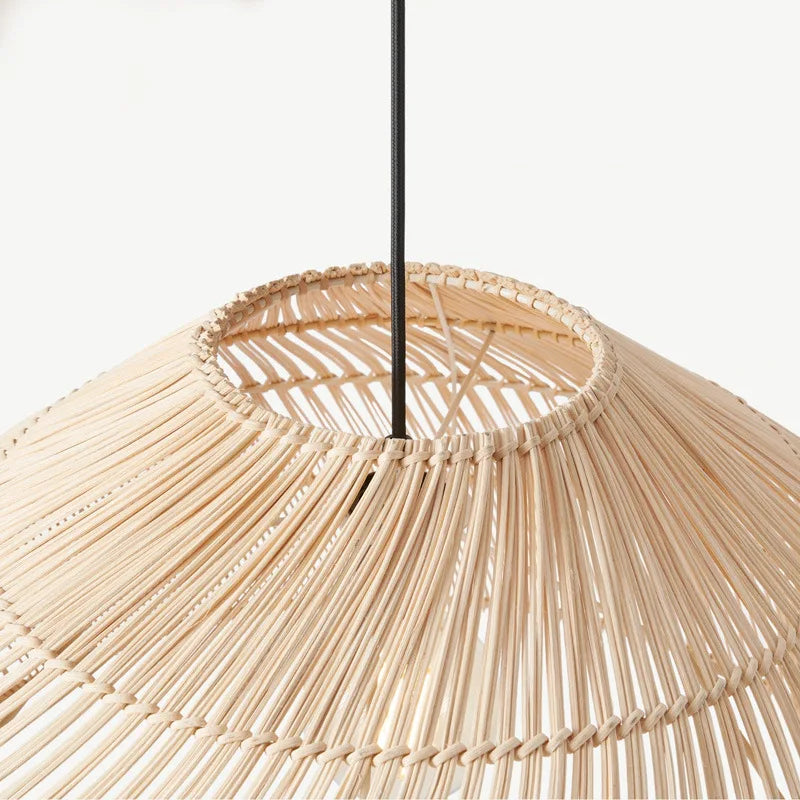 suspension vintage en rotin style asiatique pour décoration intérieure - vue 5 sur 12