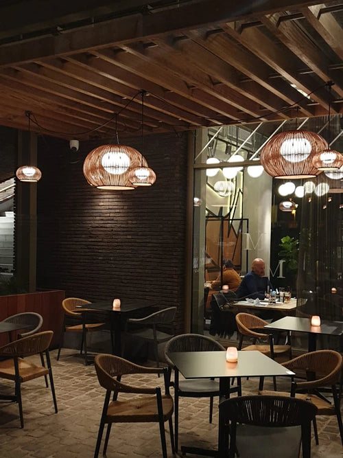 plafonnier wabi sabi en rotin pour décoration moderne et élégante - vue 2 sur 12
