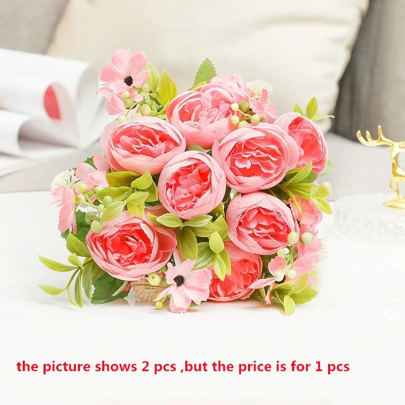 bouquet de pivoines artificielles pour mariage et décoration festive - vue 9 sur 12