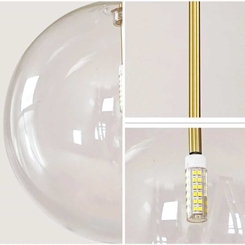 Suspension boule verre design nordique moderne décoratif loft LED