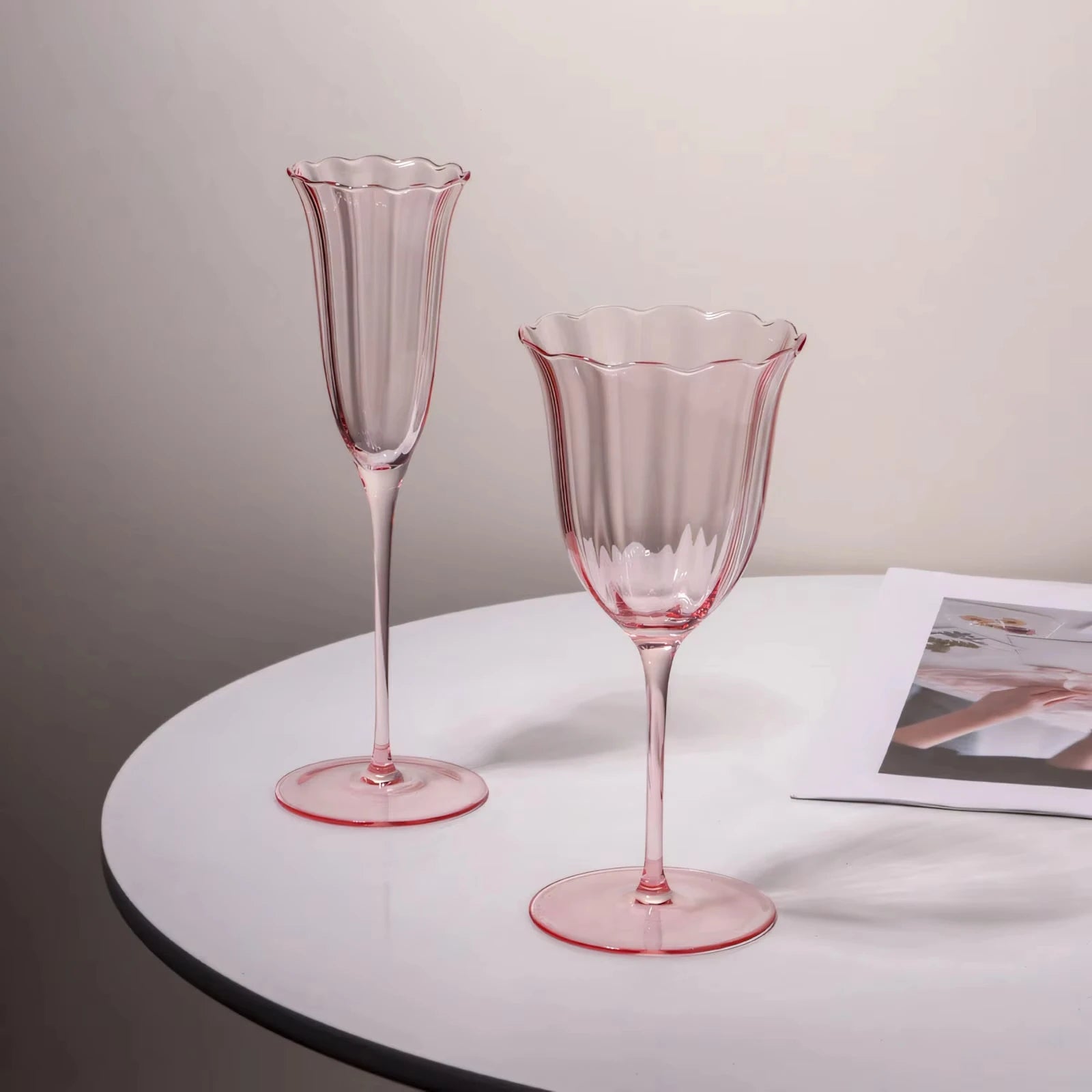 Verre vin vintage motif fleurs style cristal - vue 7 sur 7