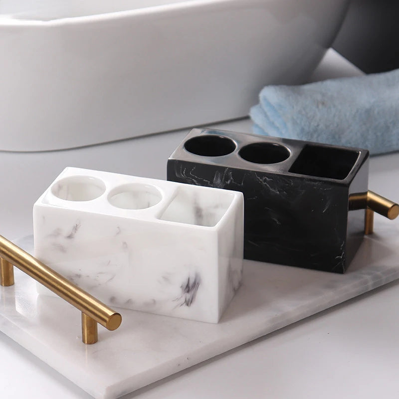 support brosse à dents créatif en résine marbrée multifonction