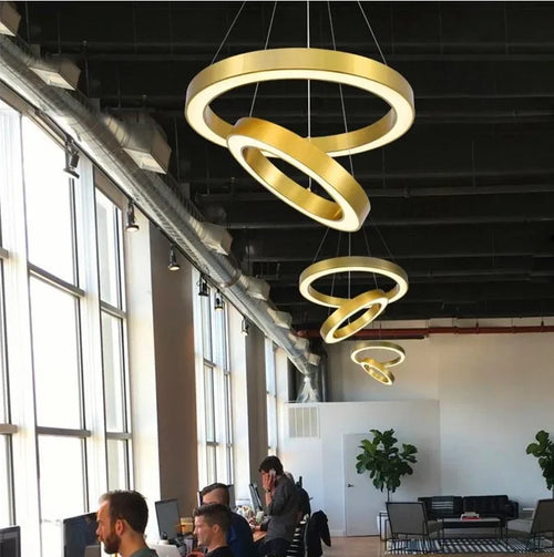 lustre à anneaux ronds led pour éclairage créatif moderne - vue 3 sur 11