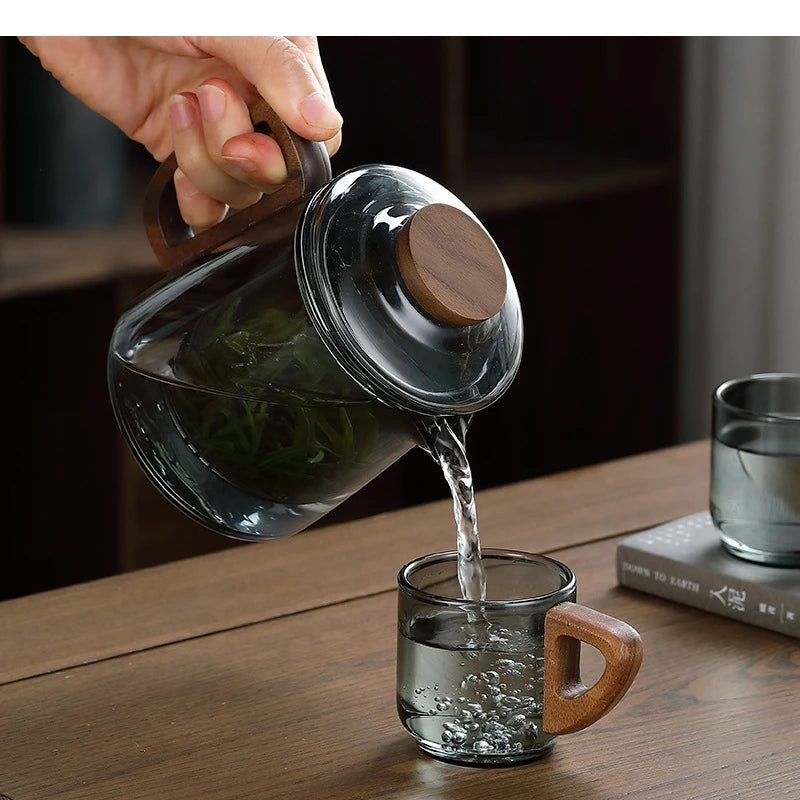 Théière cafetière en verre portatif avec tasses puer - vue 3 sur 7