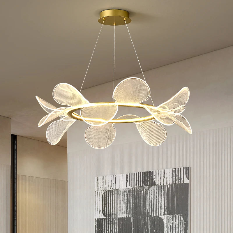 lustre en acrylique transparent avec anneau doré gradation variable