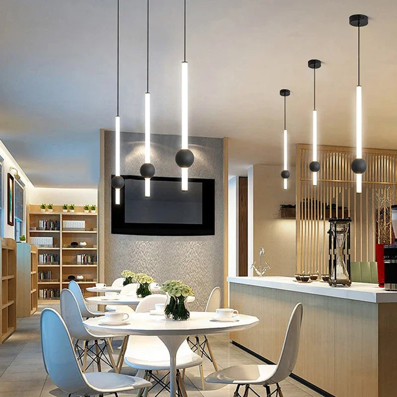 lustre à barre longue suspension avec éclairage led - vue 3 sur 14