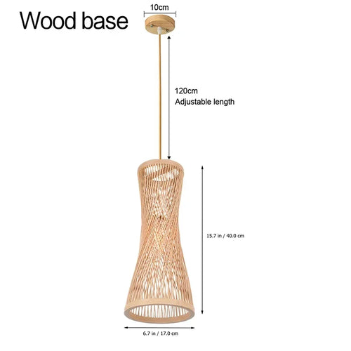 lustre en bambou et rotin tissé style japonais pour décoration - vue 14 sur 15