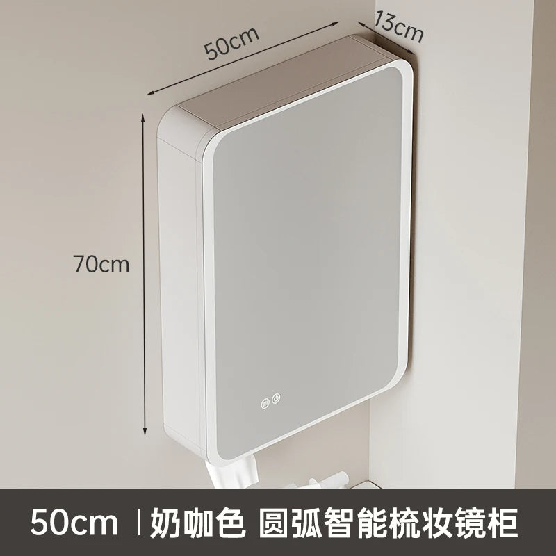armoire circulaire en aluminium avec miroir éclairage intelligent et rangement - vue 18 sur 32