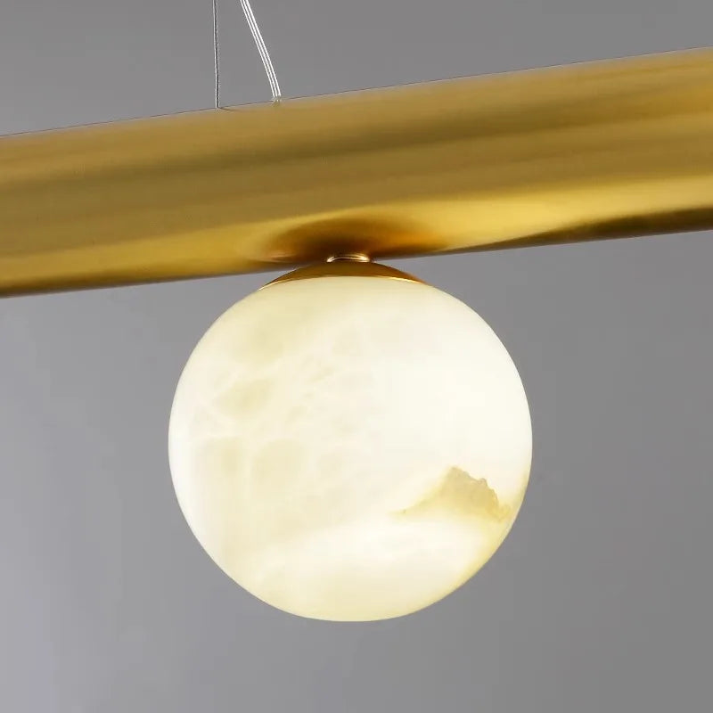 lustre de bar long et luxueux en marbre véritable post-moderne - vue 4 sur 10