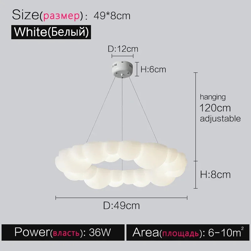 Nordic Living Room Pendant Lamp Modern Simple Atmosphere Cream Wind Lamp Decoration Bubble Restaurant Lamp Master Bedroom Lamps - vue 10 sur 12