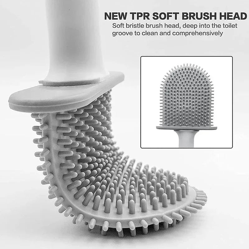 brosse de toilette suspendue en silicone avec support séchage rapide - vue 5 sur 11