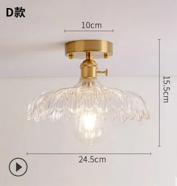 plafonnier moderne japonais en verre sculpté rétro élégant - vue 15 sur 18