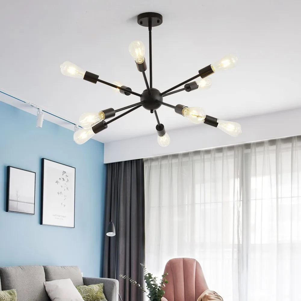 lustre moderne industriel en laiton pour éclairage design - vue 4 sur 9