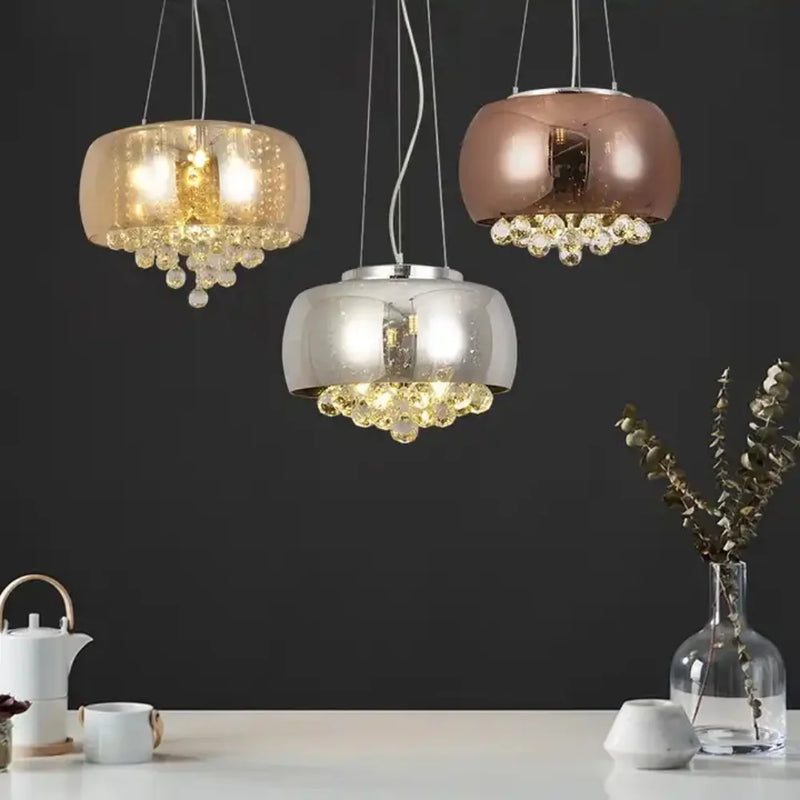 Lustre en verre de cristal de luxe moderne pour salon fumée Cognac plafonnier luminaires suspendus Suspension en verre