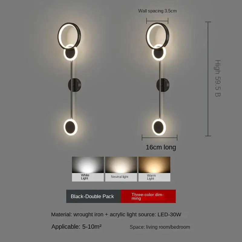 Nordic minimalist living room background wall light, modern creative corridor hallway light, bedroom bedside decorative light - vue 7 sur 13