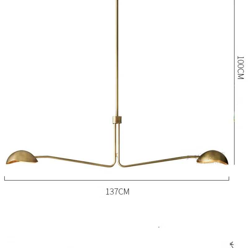 lustre rétro en cuivre lampe créative à bras long design industriel