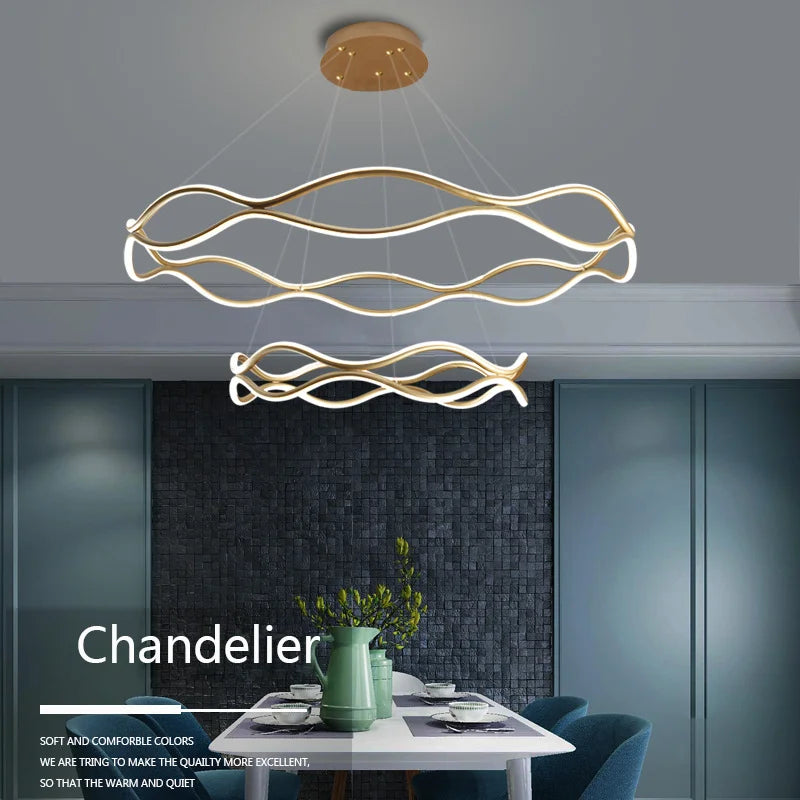 Lustre Nordique LED Lumière Pour Chambre Salon Salle à manger De Luxe Anneau Suspension Décor À La Maison