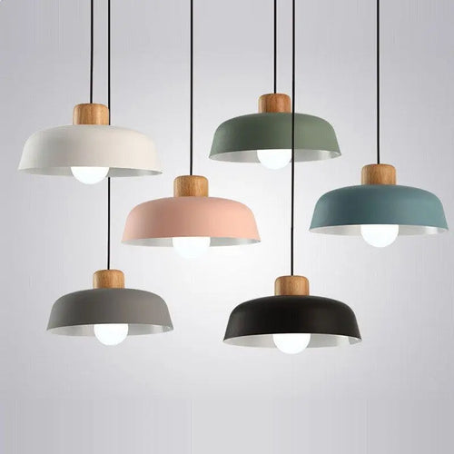 lampe suspendue style nordique macaron led en aluminium décoratif - vue 2 sur 12