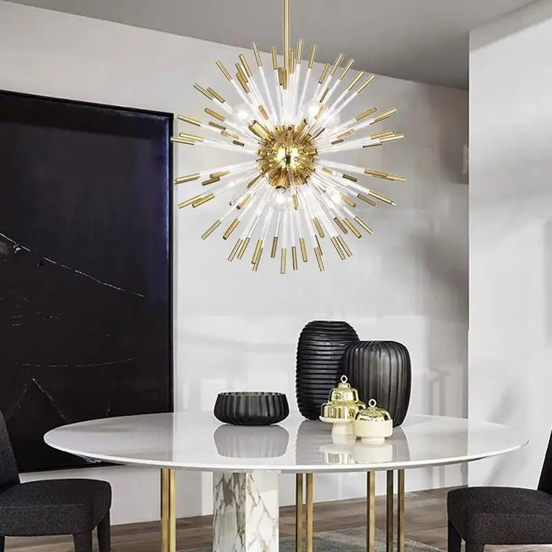 lustre de luxe en forme de pissenlit éclairage décoratif en stock - vue 4 sur 12
